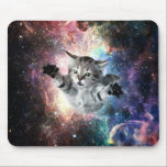 Funny cat in space mouse pad<br><div class="desc">Funny and cool design of a crazy cat in space.</div>