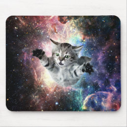 Funny cat in space mouse pad