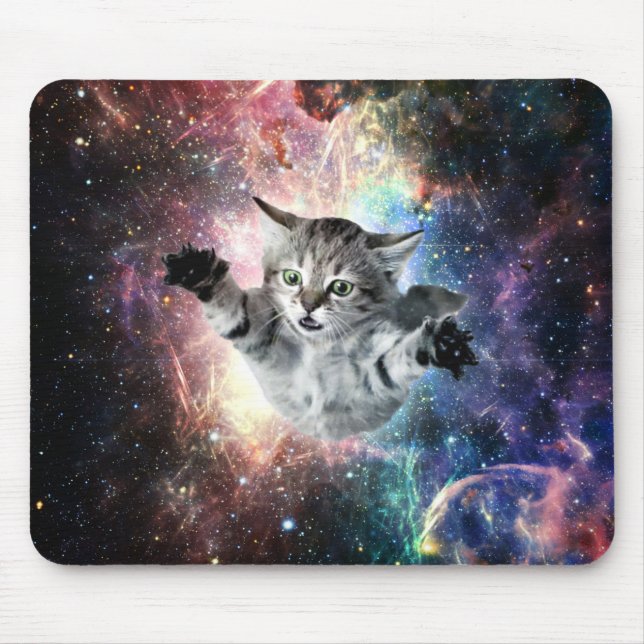 Funny cat in space mouse pad (Front)