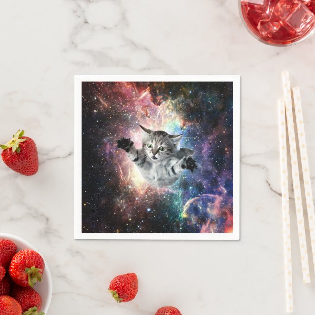Funny cat in space  napkins (Insitu)