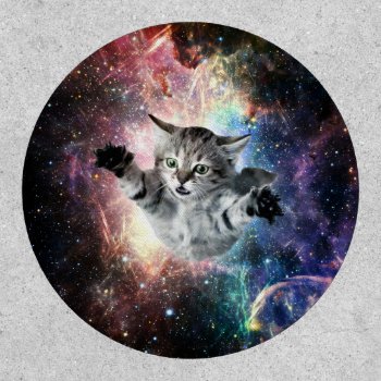 Funny Cat In Space Patch by jahwil at Zazzle
