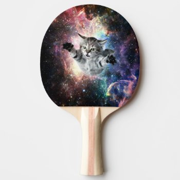 Funny Cat In Space  Ping Pong Paddle by jahwil at Zazzle