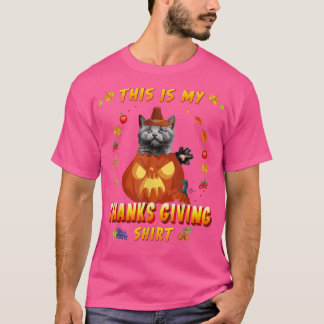 Funny Cat In The Pumpkin Autumn Fall This Is My Th T-Shirt