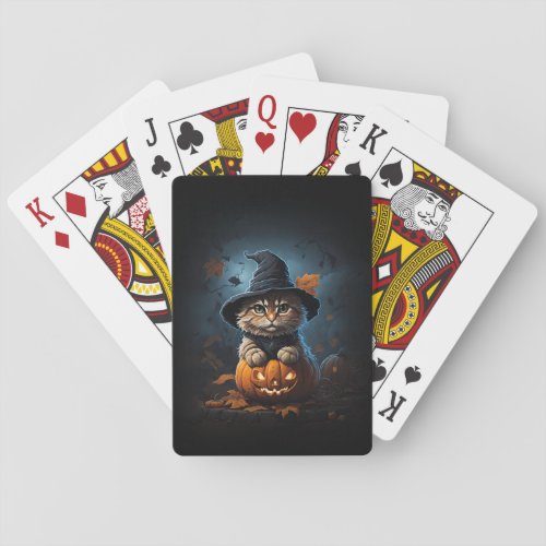Funny Cat in Wizard hat Poker Cards