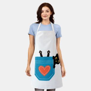 funny cat inside pocket apron