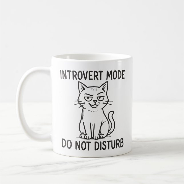 Funny Cat Introvert Mode Do Not Disturb Mug (Left)