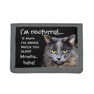 Funny Cat is Nocturnal Evil Laugh Tri-fold Wallet