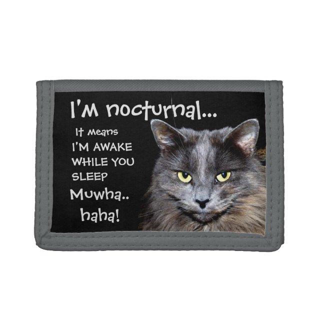 Funny Cat is Nocturnal Evil Laugh Trifold Wallet (Front)