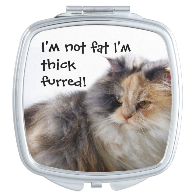 Funny Cat is Not Fat! Thick Furred Compact Mirror (Front)