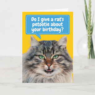 Funny Cat-itude Customizable Birthday Greeting Card