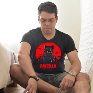 Funny Cat Japanese Themed Catzilla Monster T-Shirt