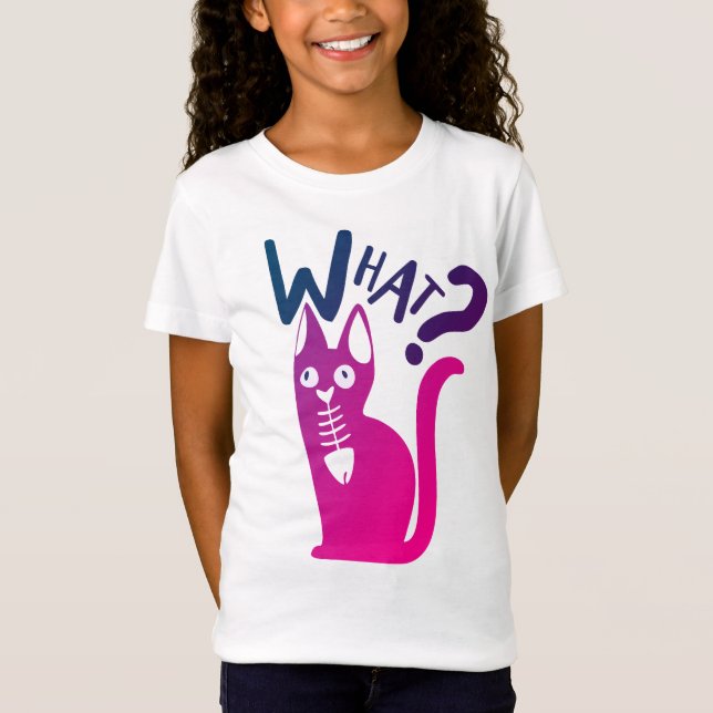  Funny Cat Joke Minimal Pink Red Gradient Cartoon T-Shirt (Front)