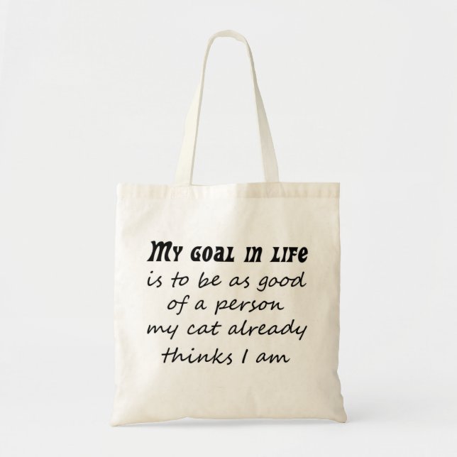 Funny cat joke quotes novelty gifts witty sayings tote bag (Front)