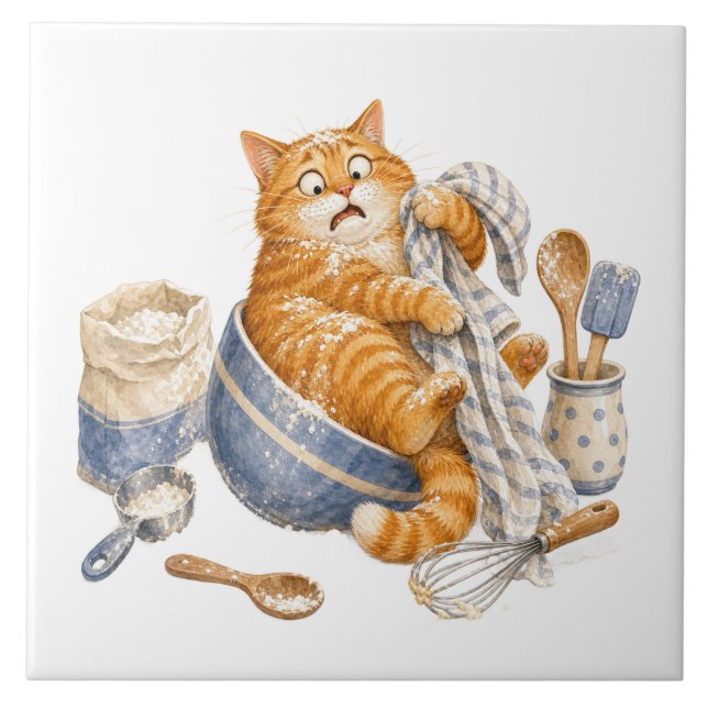 Funny Cat Kitchen Tile (Front)