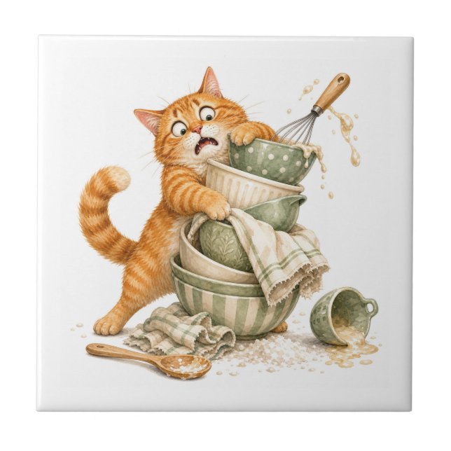 Funny Cat Kitchen Tile (Front)