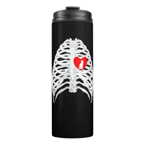 Funny Cat Kitten Skeleton Halloween Costume Gift Thermal Tumbler