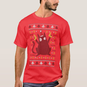 Funny Cat Kitty with Hat Ugly Christmas Sweaters M