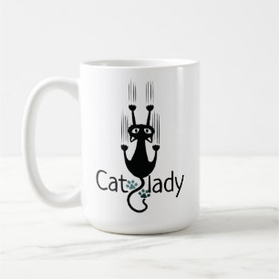 Funny Cat Lady Black Cat 15 ounce Coffee Mug