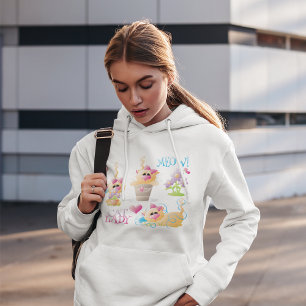 Funny Cat Lady Cartoon Cute Cat Lover Hoodie