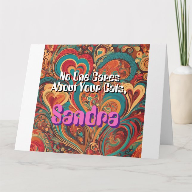 Funny Cat Lady Customize Personalize Funky Card (Front)