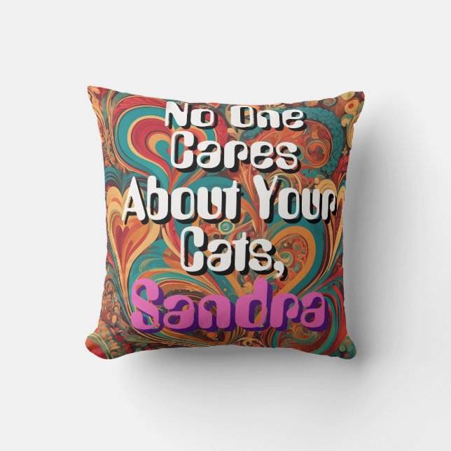 Funny Cat Lady Customize Personalize Funky Throw Pillow (Front)