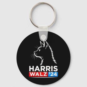 Funny Cat Lady Kamala Harris Waltz 2024 Election Keychain