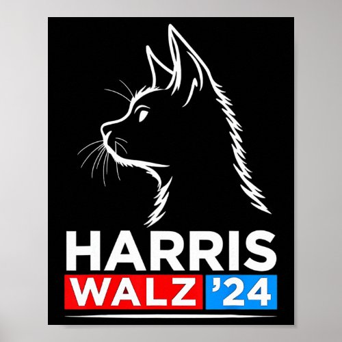 Funny Cat Lady Kamala Harris Waltz 2024 Election  Poster