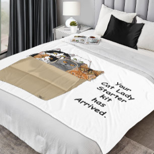 Funny Cat Lady Starter Kit Humor White Fleece Blanket