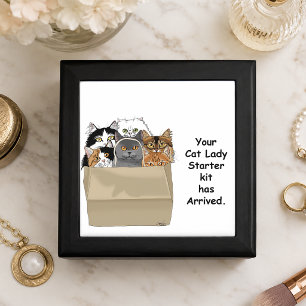 Funny Cat Lady Starter Kit Humor White Keepsake Box