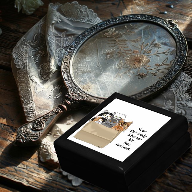 Funny Cat Lady Starter Kit Humor White Keepsake Box (Creator Uploaded)