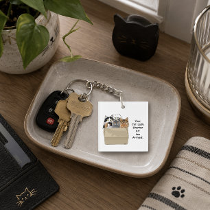 Funny Cat Lady Starter Kit Humor White Keychain