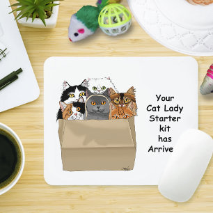 Funny Cat Lady Starter Kit Humor White Mouse Pad