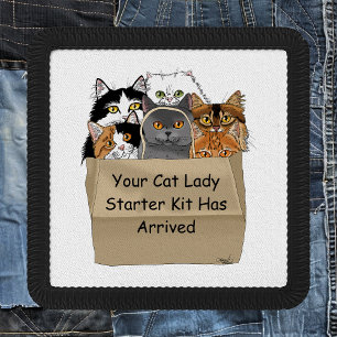 Funny Cat Lady Starter Kit Humor White Patch
