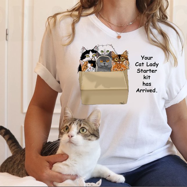 Funny Cat Lady Starter Kit Humor White T-Shirt (Creator Uploaded)