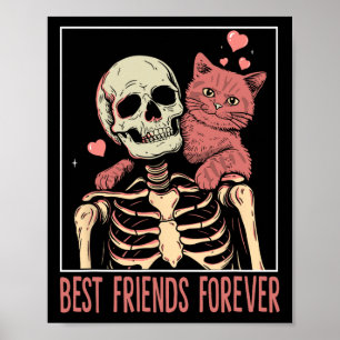 Funny Cat Lady Tarot Card Skeleton Kitten Lover Ca Poster