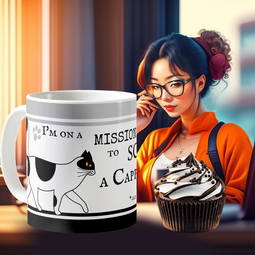 Funny Cat Latte or Cappuccino Office Mug