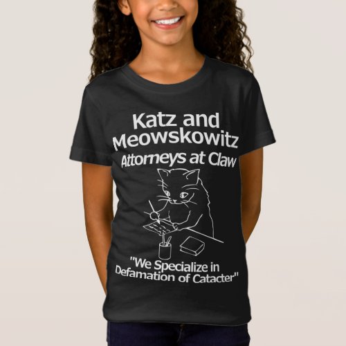 Funny Cat Lawyer Attorney Fake Law Firm Katz Meows T_Shirt