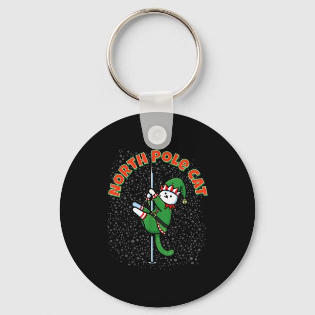 Funny Cat Le Dance Elf Costume Christmas Holiday C Keychain (Front)