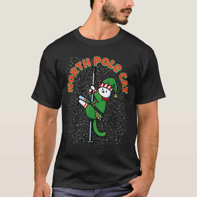 Funny Cat Le Dance Elf Costume Christmas Holiday C T-Shirt (Front)