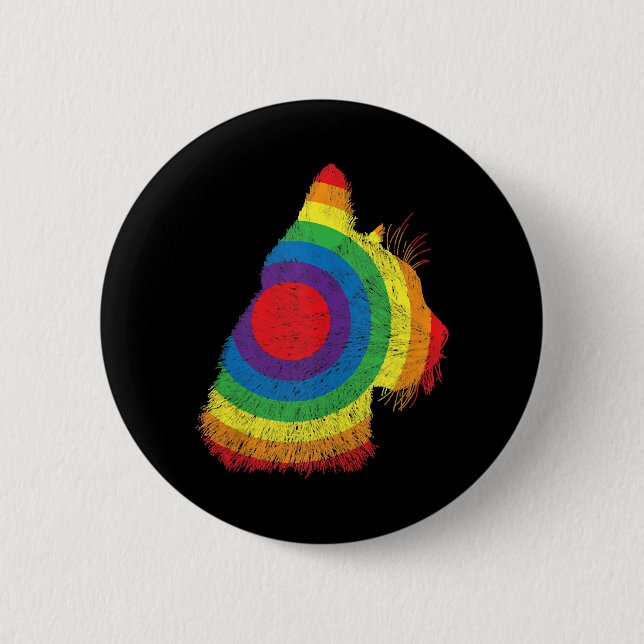 Funny Cat LGBT Flag Subtle Queer Trans Gay Pride Button (Front)