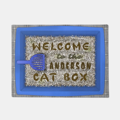 Funny Cat Litter Box Poop  Family Name Welcome Doormat