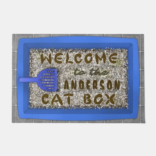 Funny Cat Litter Box Poop  Family Name Welcome V2 Doormat