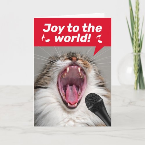 Funny Cat Loudly Singing Christmas Songs Card