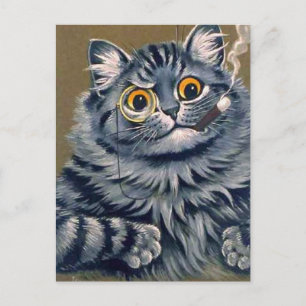 FUNNY CAT LOUIS WAIN CIGAR POSTCARD