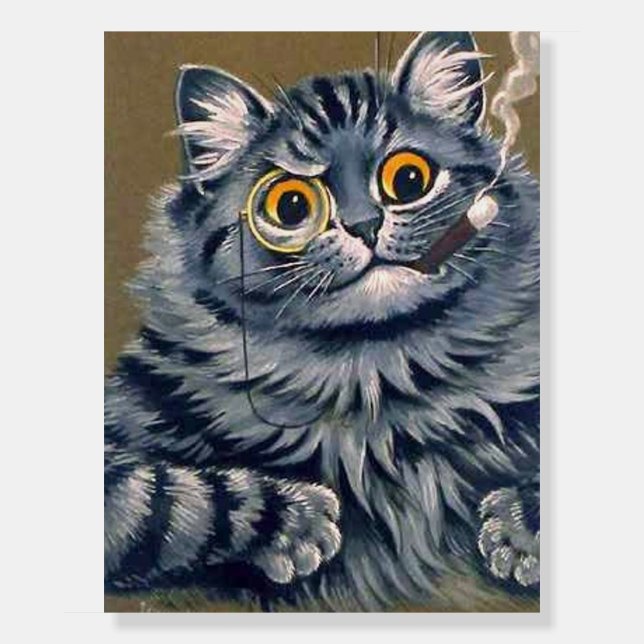 FUNNY CAT LOUIS WAIN CIGAR POSTER ON FOAM BOARD (Front)