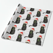 Funny Cat Lover Black Bombay Christmas Wrapping Paper (Unrolled)