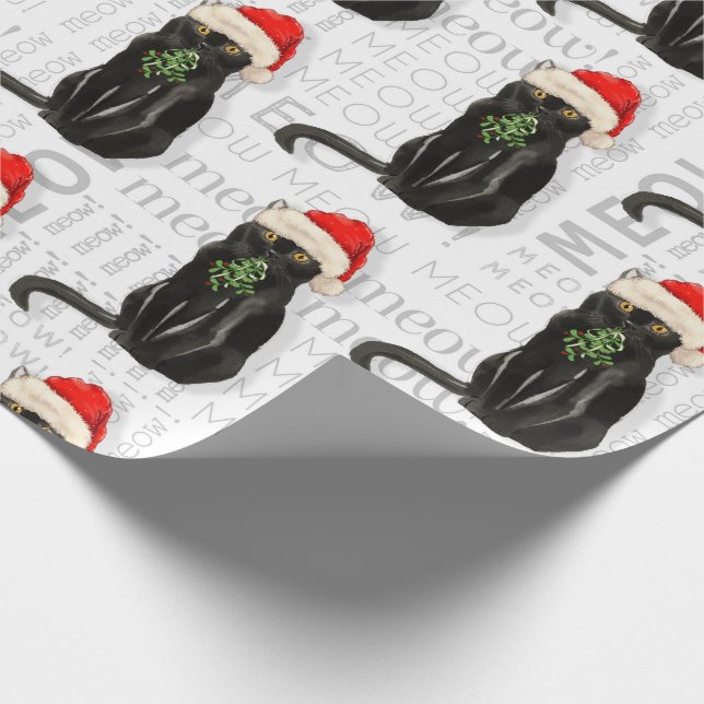 Funny Cat Lover Black Bombay Christmas Wrapping Paper (Corner)