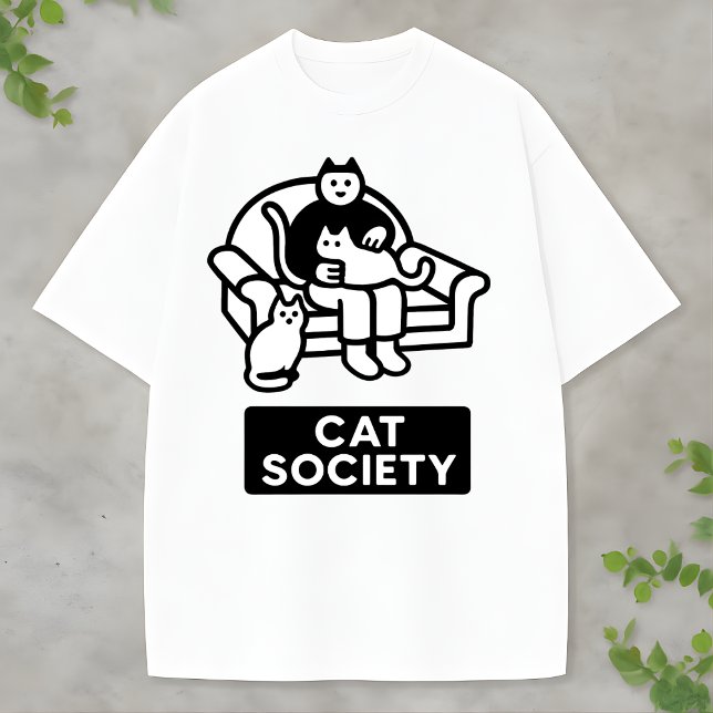 Funny Cat Lover Cat Society Design Illustration T-Shirt (Creator Uploaded)