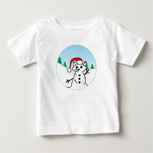 Funny Cat Lover Christmas Holiday Snowman Baby T_Shirt