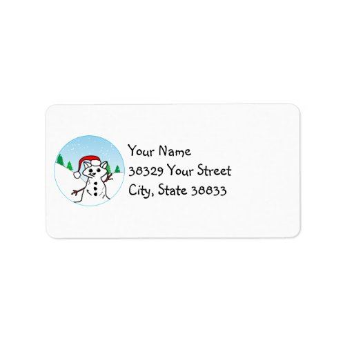 Funny Cat Lover Christmas Holiday Snowman Label